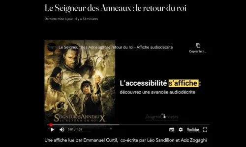 Affiche du film «Le seigneur des anneaux», sur une piste sonore.