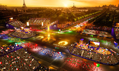 Illustration de la cérémonie d’ouverture sur la place de la Concorde.