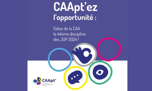 Affiche du mouvement CAApt’ avec les anneaux olympiques et des pictogrammes