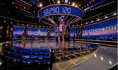 Le plateau du Téléthon avec le décompte arrêté à 58 millions d’euros.